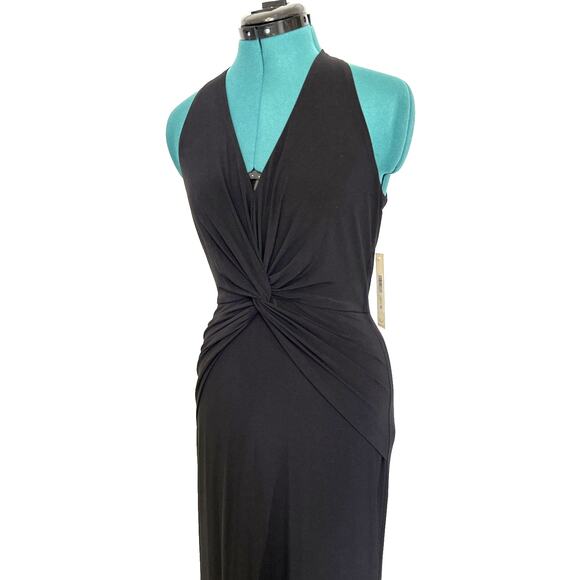 NWT Eliza J Black Twist Front Sleeveless Long Evening Dress Women's Size 4 - Picture 3 of 11